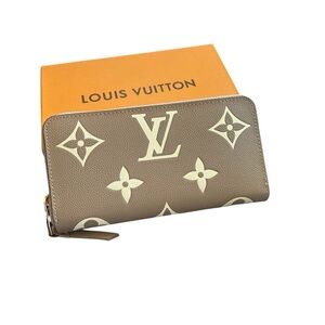 Tan and Cream Monogram Wallet